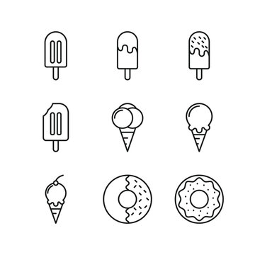 Editable Set Icon of Dessert Ice Cream, Vector illustration isolated on white background. using for Presentation, website or mobile app