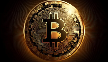 A gold bitcoin symbol as chip
