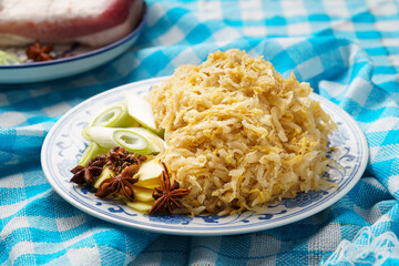 Northeast sauerkraut on a blue background