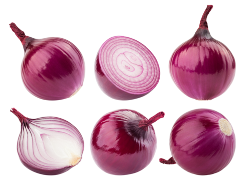 red onion isolated on white background, full depth of field