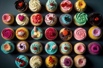 Obraz na płótnie Canvas cupcakes with frosting and sprinkles, ai generative