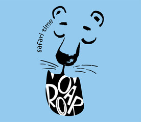 Lion cool summer t-shirt print. African animal with slogan. Roar Safari time. Lev beach funny child wear - 601406666