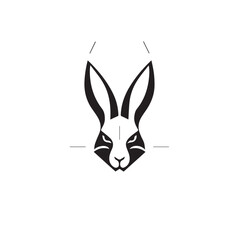 Rabbit logo in black and white style. Flat vector illustration.
