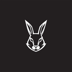Fototapeta na wymiar Rabbit logo in black and white style. Flat vector illustration.