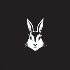 Obraz na płótnie Canvas Rabbit logo in black and white style. Flat vector illustration.