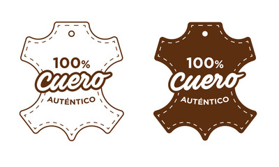 100% cuero etiqueta en español - obrazy, fototapety, plakaty