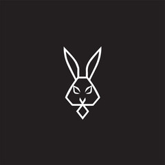 Rabbit logo in black and white style. Flat vector illustration.