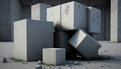 A pile of concrete cubes
