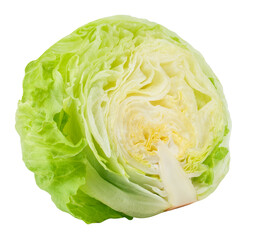 Obraz premium Green iceberg lettuce isolated on white background, full depth of field