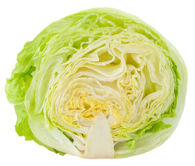 Green iceberg lettuce isolated on white background, full depth of field