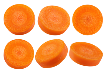 Carrot slice isolated on white background, full depth of field