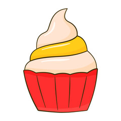 Cupcake. Cartoon. Vector illustration. Isolated on white background
