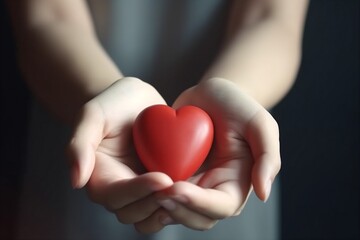 Obraz na płótnie Canvas help woman cardiogram hand donor health hold love care valentine red. Generative AI.
