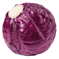 red cabbage, isolated on white background, full depth of field