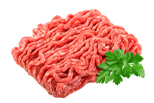 minced meat, pork, beef, forcemeat, isolated on white background, full depth of field