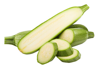 zucchini isolated on white background, full depth of field