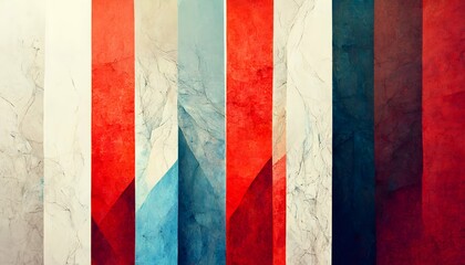 Abstract organic panorama wallpaper background illustration. White, blue, and red colors. Generative AI image.