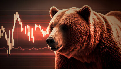 Bear head on the background of the stock market