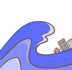 津波注意看板のイラスト➆