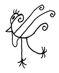 Fantasty bird linear art drawing