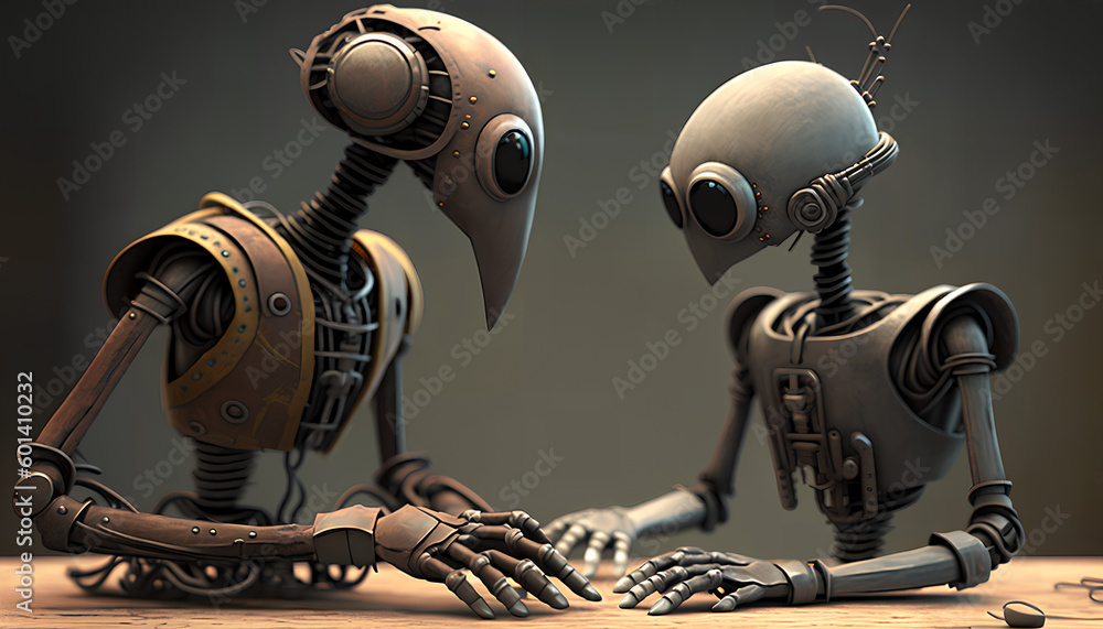 Aufkleber two robots that communicate with each other