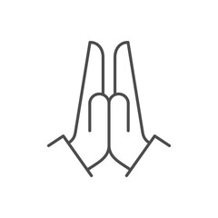 Praying hands line outline icon