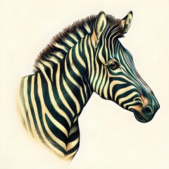 zebra pencil drawing portrait isolated on white background Generative AI