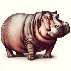 Fototapeta premium hippopotamus pencil drawing isolated on white background Generative AI