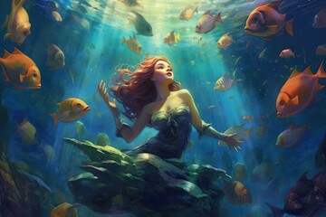 An underwater scene with a mermaid © Suplim