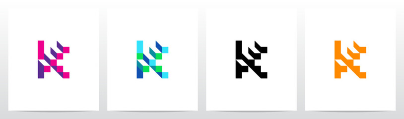 Stairs Block Geometric Abstract Letter Logo Design K