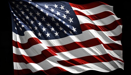 American flag on a black background, Generative by AI