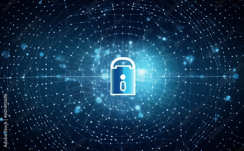 Poster cyberspace cyber lock information security technology digital protection network system. generative 