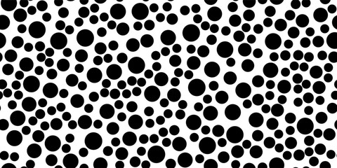 Poka dot black and white noise seamless pattern. Abstract graphic vector background with polka circles. Fun wallpaper with monochrome confetti. Modern simple geometric pop art backdrop