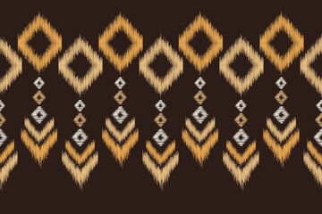 Ethnic Ikat fabric pattern geometric style.African Ikat embroidery Ethnic oriental pattern brown cream background. Abstract,vector,illustration.For texture,clothing,scraf,decoration,carpet,silk,ikat.