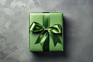 green gift box with ribbon