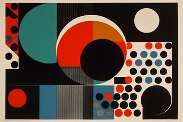 Fototapeta premium design art vintage eye circle illustration red abstract retro poster. Generative AI.