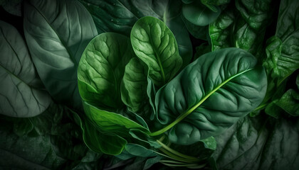 basil leaves on a black background, Generative by AI