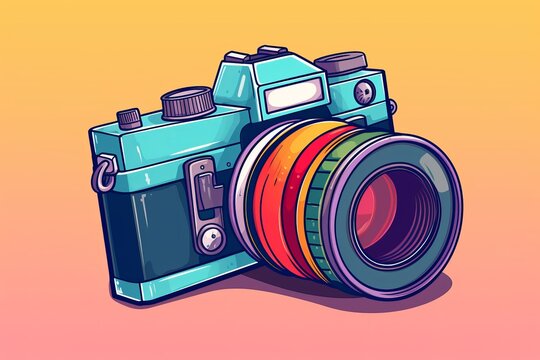 colorful cartoon camera graphics from generative ai