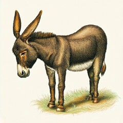 donkey on grass pencil drawing isolated on white background Generative AI