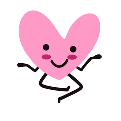 Cute heart shape character love icon.love cartoon sticker.