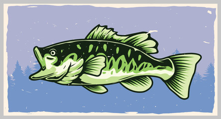 largemouth bass fish vintage poster