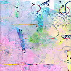 Fototapeta na wymiar abstract watercolor with pattern, watercolor abstract, pink and blue abstract watercolor