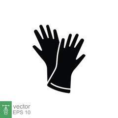 Latex hand gloves icon. Simple solid style. Medical, cleaning, rubber, surgeon, safety concept. Black silhouette, glyph symbol. Vector symbol illustration isolated on white background. EPS 10.