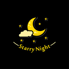 Crescent Moon And Stars For A Starry Night Logo Simple Vector Design Inspiration