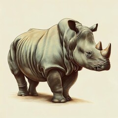 rhinoceros pencil drawing isolated on white background Generative AI