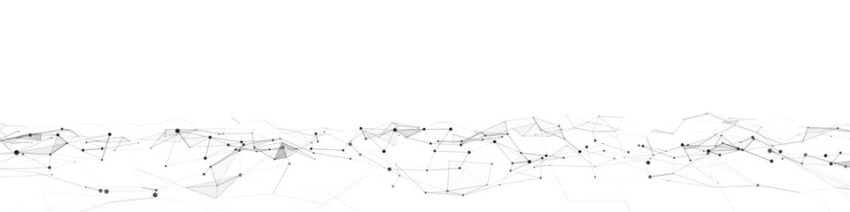 Dynamic wave with connected dots and lines on a white background. Digital wave background concept. Abstract technology background. Big data visualization. Vector illustration.