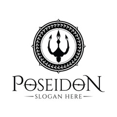 Template Desain Logo Trident.  logo isolated on black background, badge   emblem logo © BLAZE