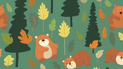 Seamless pattern of cute animal