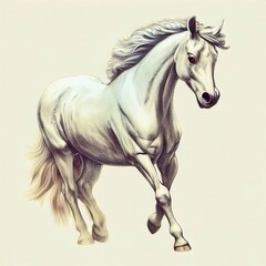 Obraz na płótnie Canvas running white horse pencil drawing Generative AI