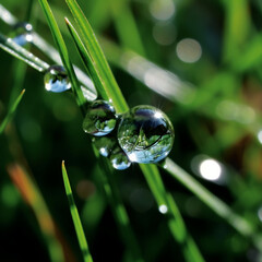 water drop on green leaf